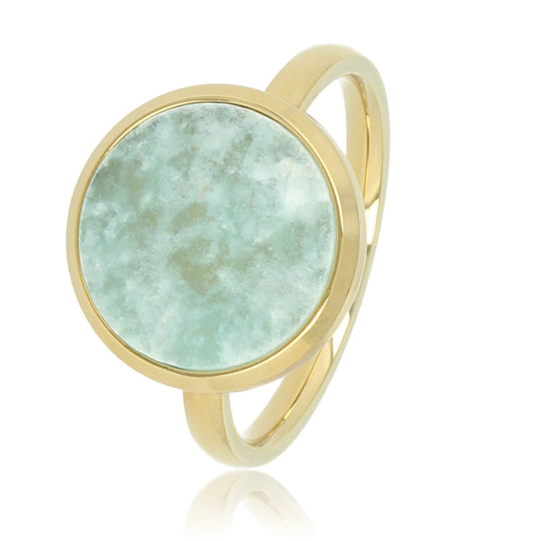 Gouden ring met ronde Amazonite - unieke uitstraling - My Bendel