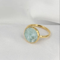 Gouden ring met ronde Amazonite - unieke uitstraling - My Bendel
