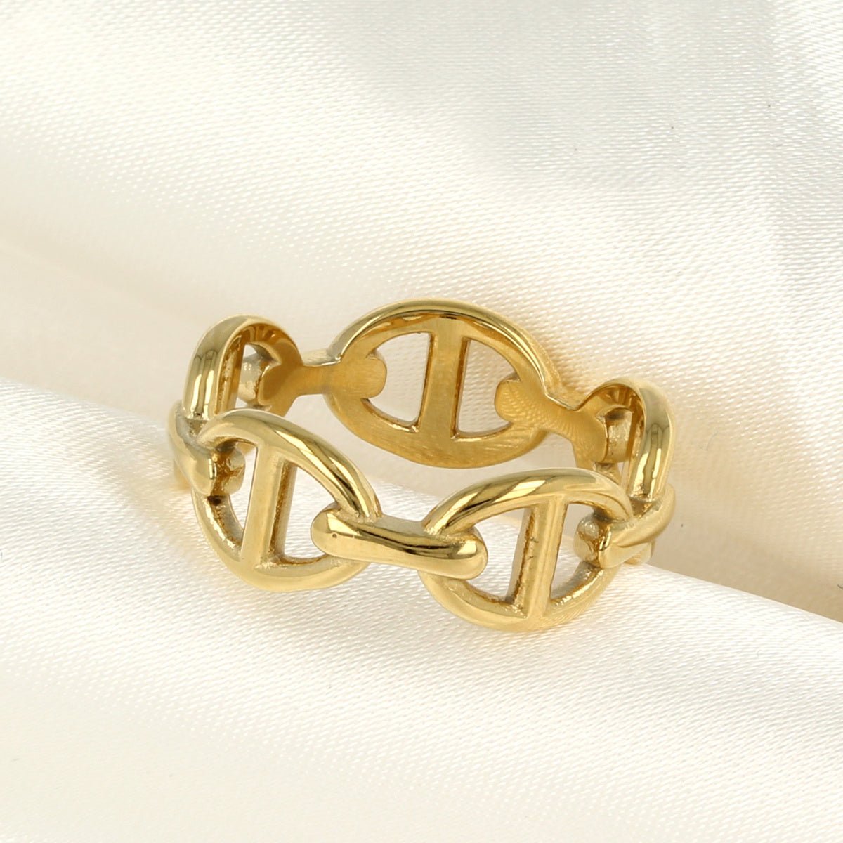 Gouden ring met schakels - Stijlvol en modern sieraad - My Bendel