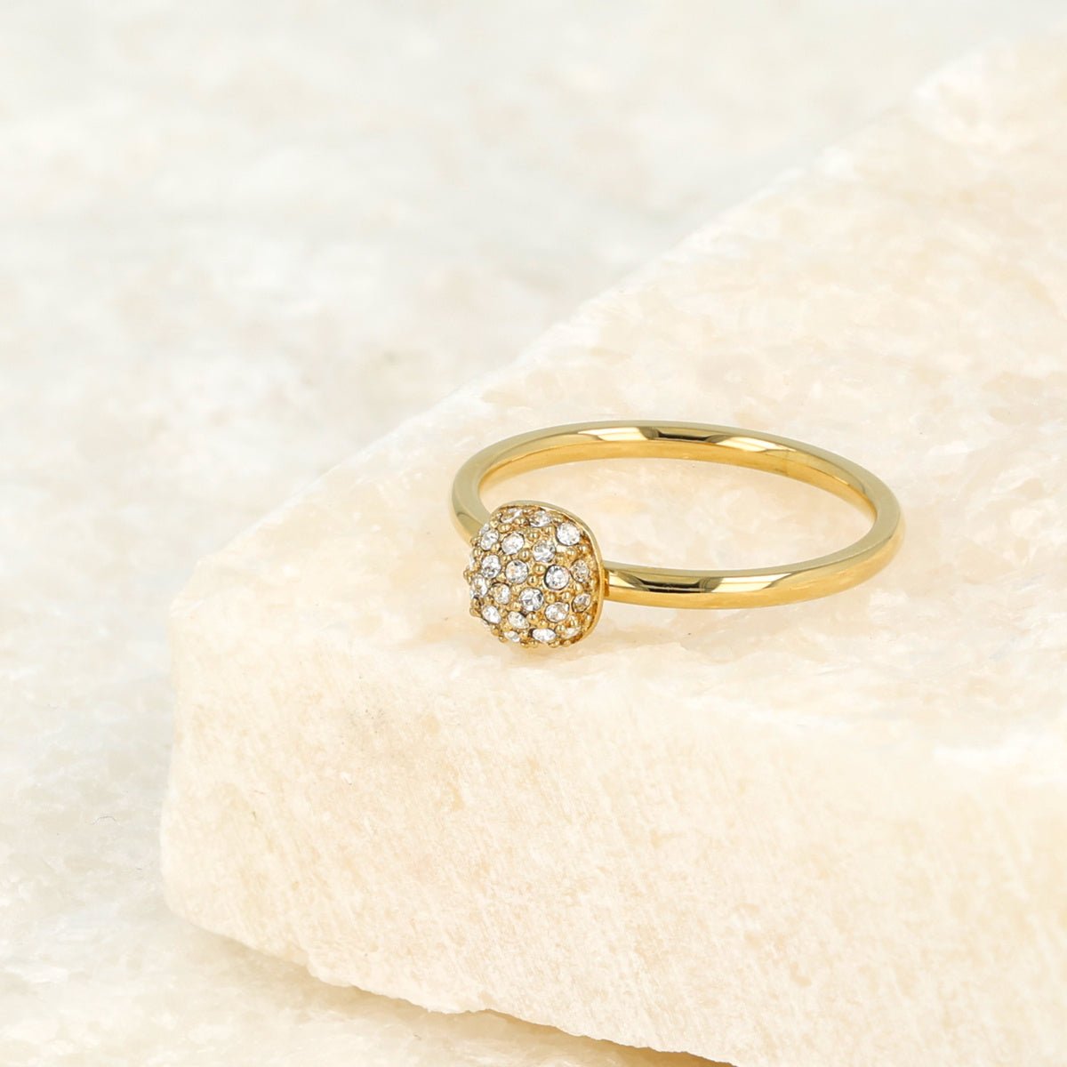 Gouden ring met zirkonia - Minimalistisch Stainless steel ontwerp - My Bendel