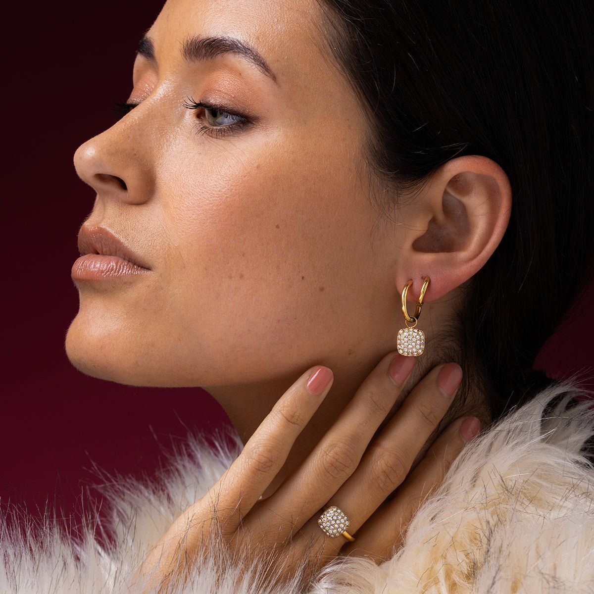 Gouden ring met zirkonia steentjes - My Bendel - My Bendel