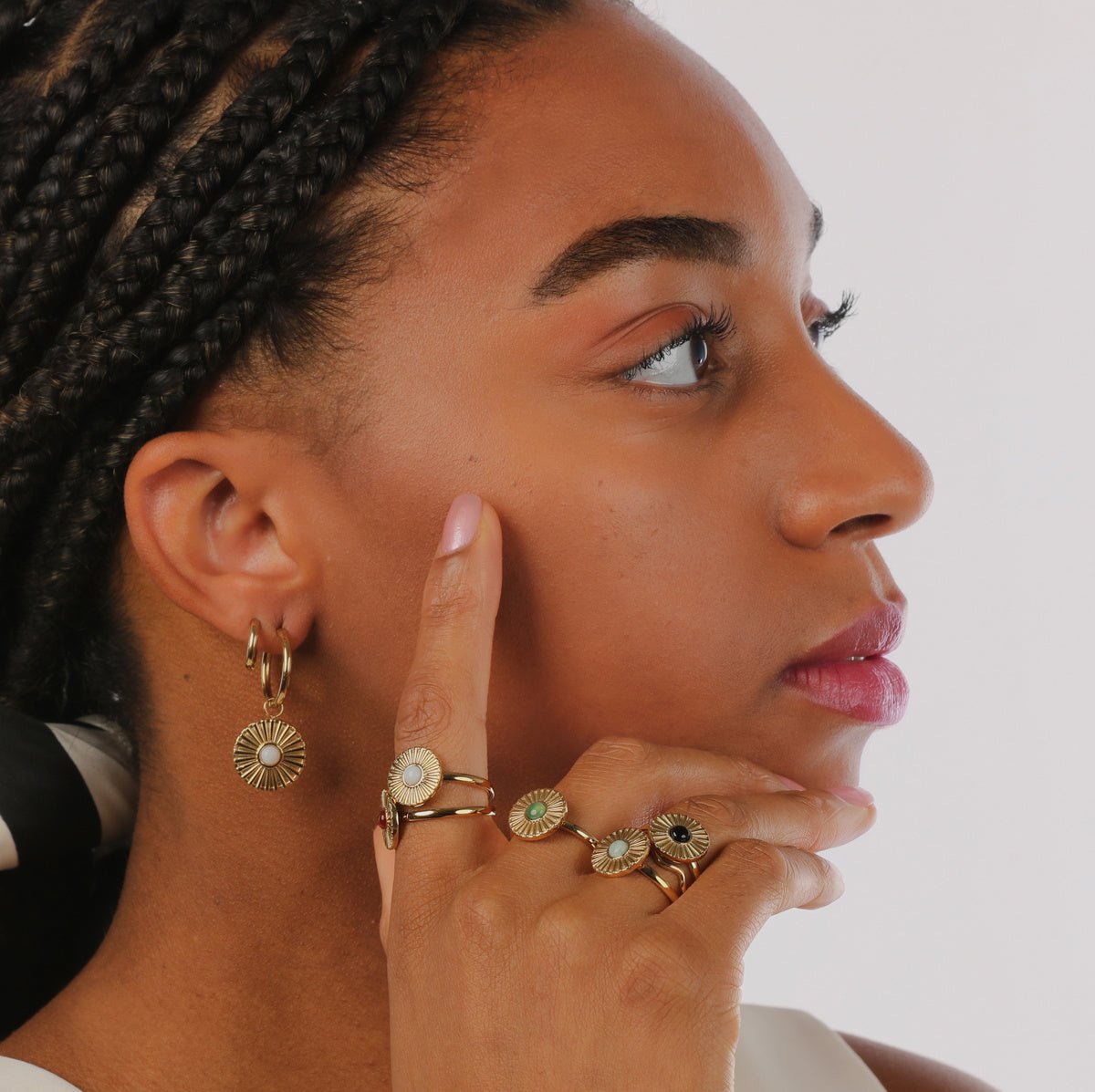 Gouden ring met zonnetje - Amazonite - My Bendel