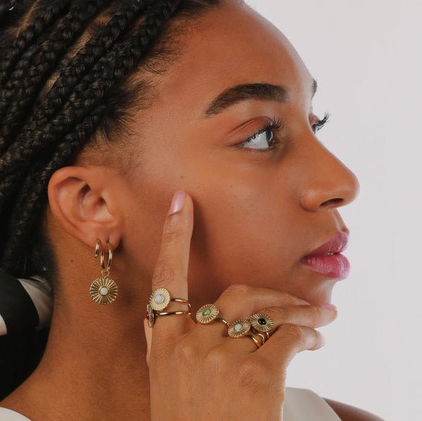 Gouden ring met zonnetje - Amazonite - My Bendel