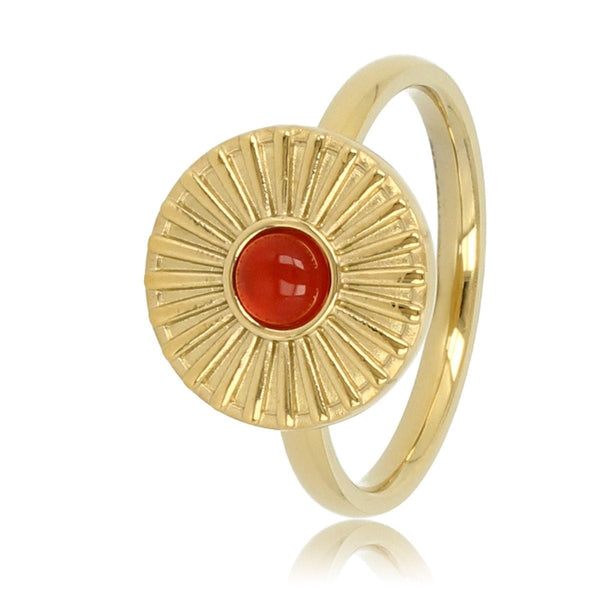 Gouden ring met zonnetje - Carnelian edelsteen - Stijlvol - My Bendel
