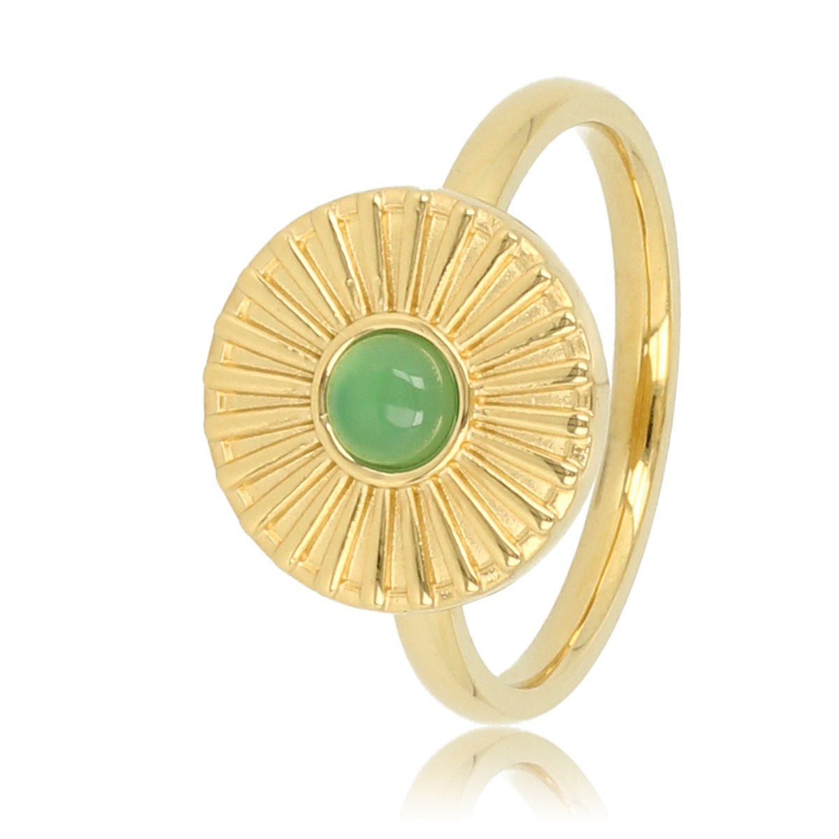 Gouden ring met zonnetje - Green Agate edelsteen - My Bendel