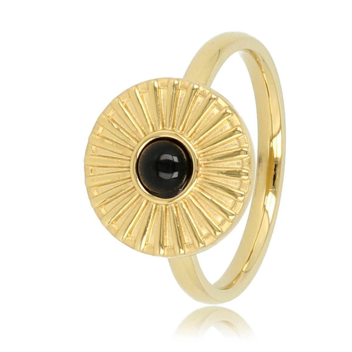 Gouden ring met zonnetje - Onyx edelsteen - Innerlijke kracht - My Bendel