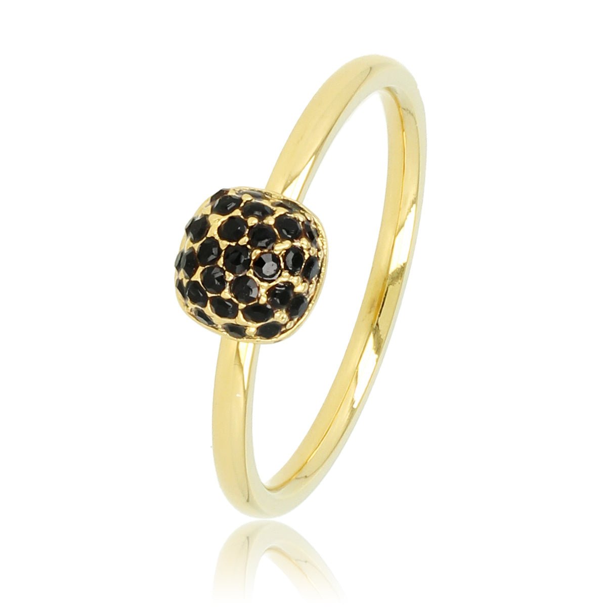 Gouden ring met zwarte zirkonia - minimalistisch Stainless steel - My Bendel