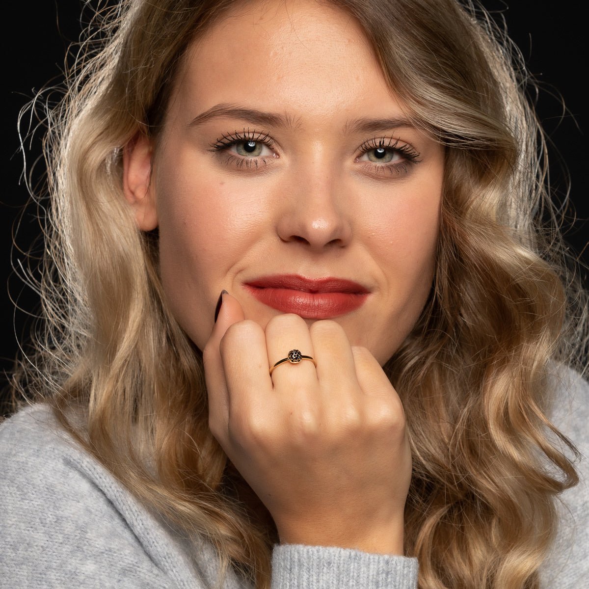 Gouden ring met zwarte zirkonia - minimalistisch Stainless steel - My Bendel