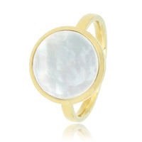 Gouden ring - ronde Pearlshell - zilverachtige gloed