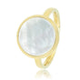 Gouden ring - ronde Pearlshell - zilverachtige gloed - My Bendel