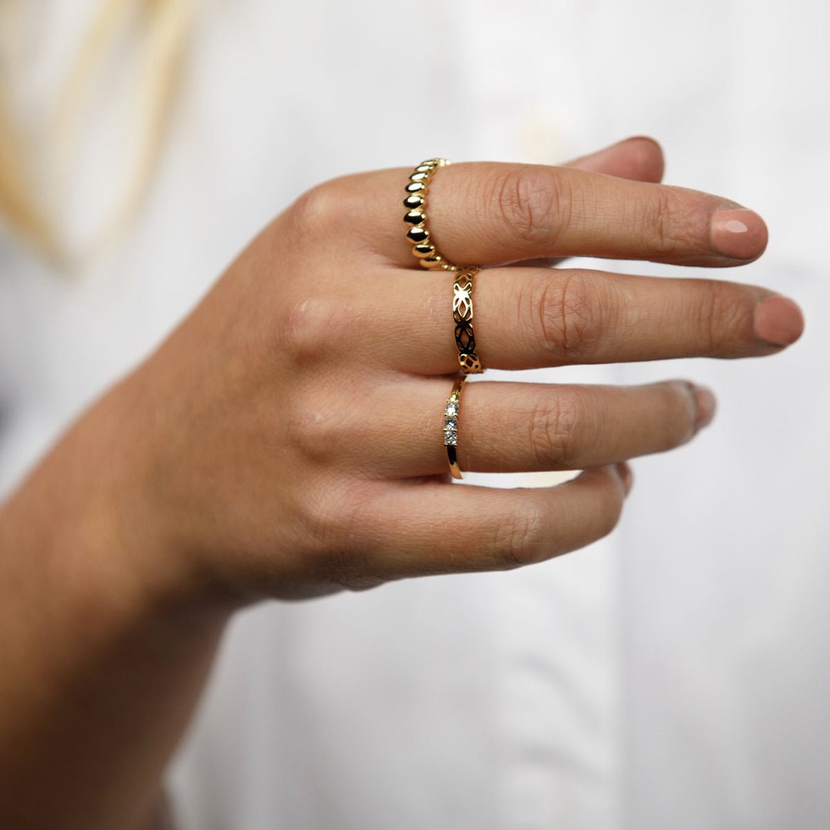 Gouden ring - sprankelende Swarovski stenen - My Bendel