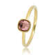 Gouden ring - vierkante donkerroze glassteen - aanschuifbaar - My Bendel