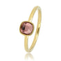 Gouden ring - vierkante donkerroze glassteen - aanschuifbaar - My Bendel
