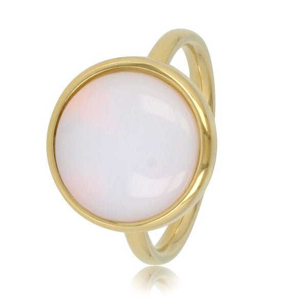 Gouden ring - white quartz edelsteen - hypoallergeen - My Bendel