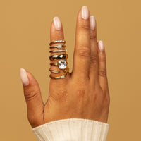 Gouden ring - Witte facet kristal glassteen - My Bendel