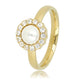 Gouden ring - witte parel - zirkonia steentjes - My Bendel