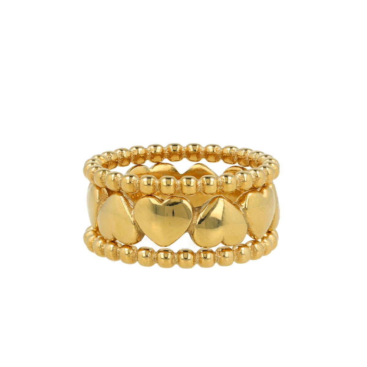 Gouden ringenset met hartenring. Stijlvol en elegant. Inclusief 1 jaar garantie. - My Bendel