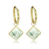 Gouden Salmiak Oorring met Jade Ruit Hanger