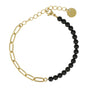 Gouden Schakelarmband met Onyx Edelstenen - My Bendel