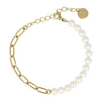 Gouden Schakelarmband met Parelmoer Edelstenen
