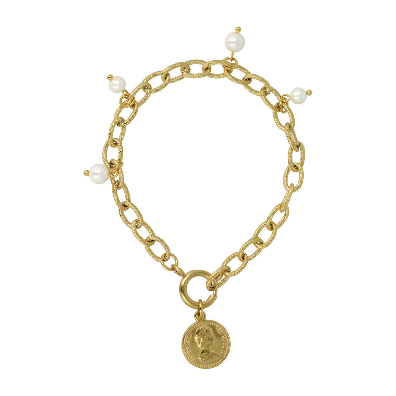 Gouden Schakelarmband met Parelmoer kralen - My Bendel