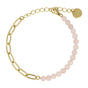 Gouden Schakelarmband met Roze Quartz Edelstenen - My Bendel