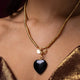 Gouden Schakelketting Dames met Onyx Hart - 47 cm - My Bendel