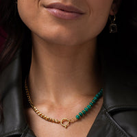 Gouden Schakelketting met Green Agate Edelstenen - My Bendel