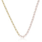 Gouden Schakelketting met Roze Parels - My Bendel
