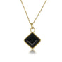 Gouden Schakelketting met Ruiten Onyx Hanger - My Bendel