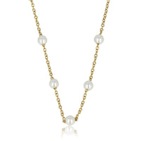 Gouden Schakelketting met Witte Parels - Fijn Design