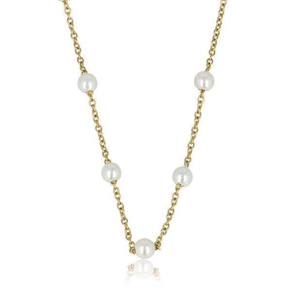 Gouden Schakelketting met Witte Parels - Fijn Design - My Bendel