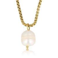 Gouden schakelketting met zoetwaterparel