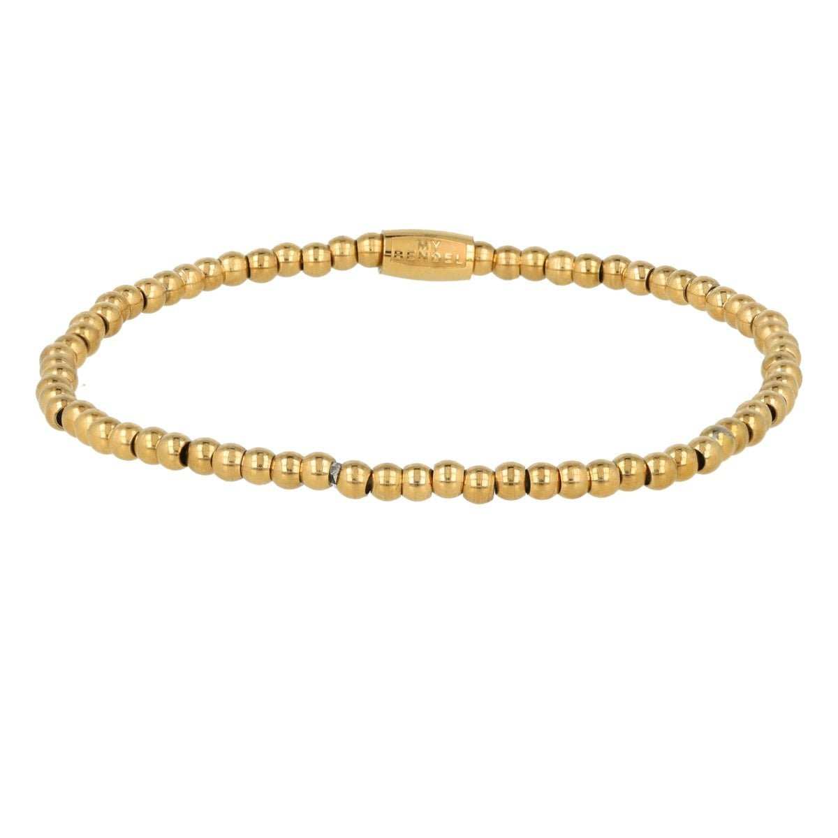 Gouden stainless steel armband - 3mm kralen - Tijdloos - My Bendel