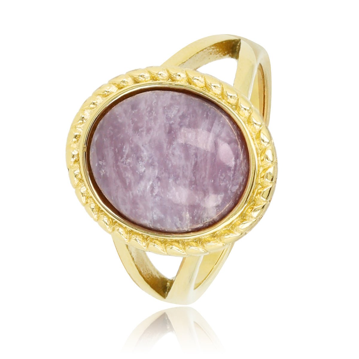 Gouden vintagering - Lilac Quartz edelsteen - My Bendel