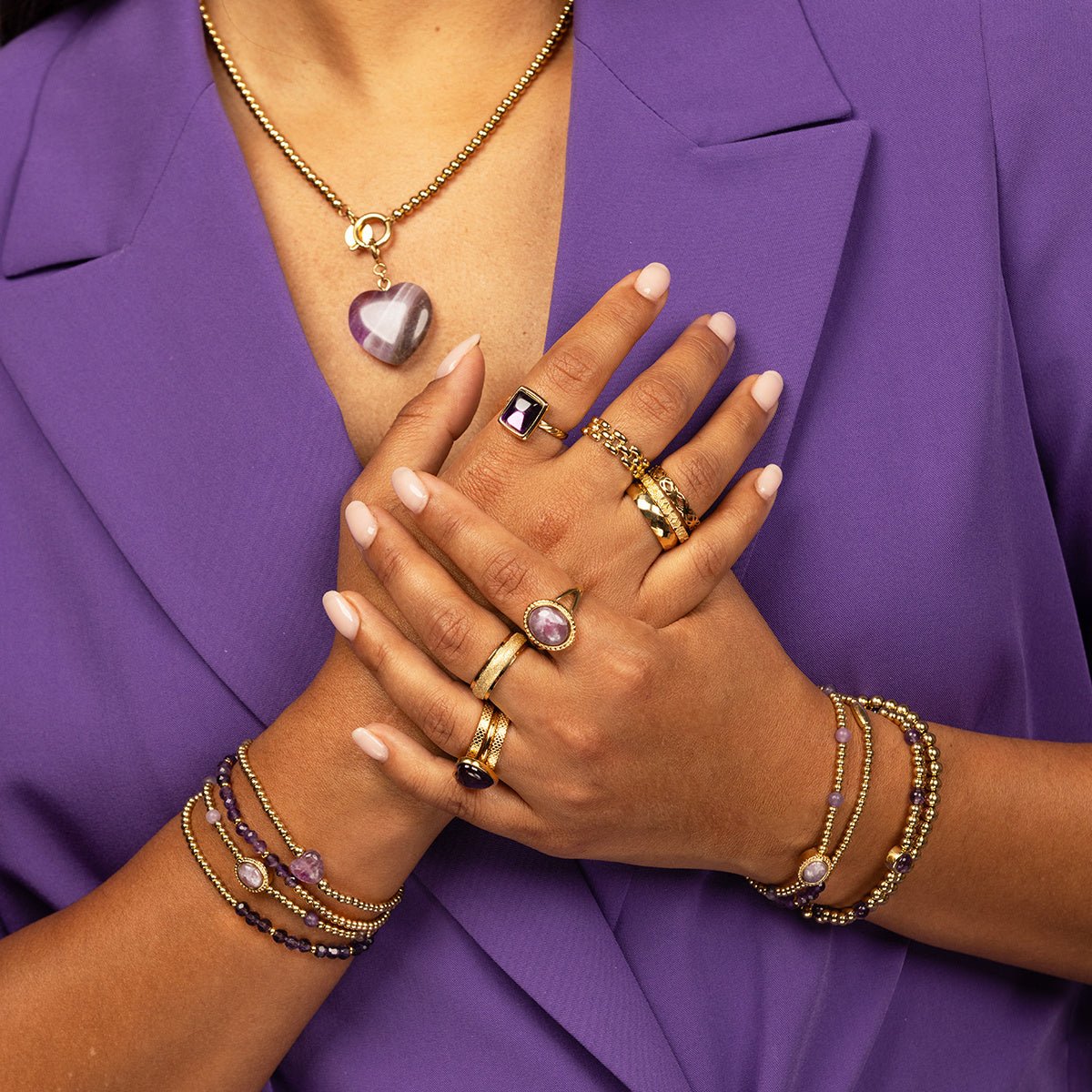 Gouden vintagering - Lilac Quartz edelsteen - My Bendel