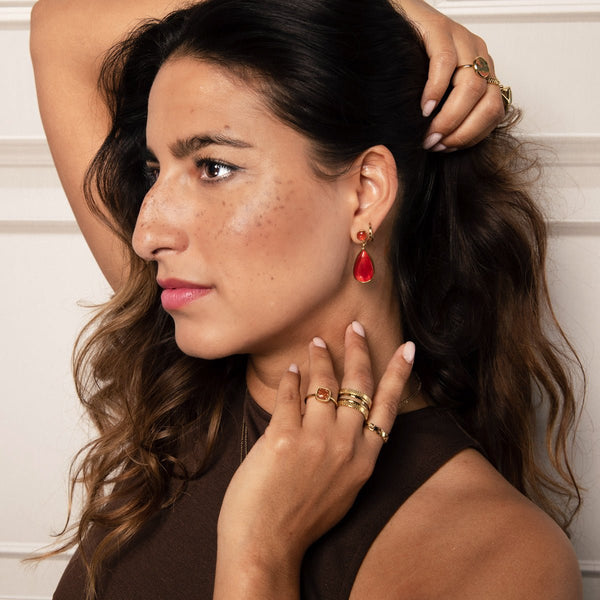 Gouden zegelring - Gold Sandstone edelsteen - Chique look - My Bendel