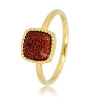 Golden signet ring - Gold Sandstone gemstone - Chic look