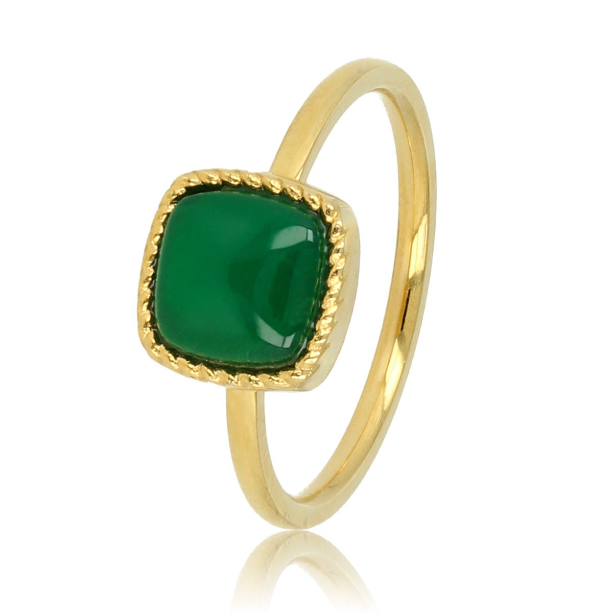 Gouden Zegelring met Green Agate Edelsteen - My Bendel