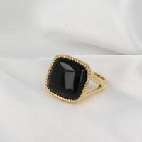 Gouden zegelring - Onyx edelsteen - Stijlvolle damesring - My Bendel