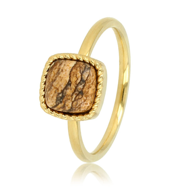 Gouden zegelring - Picture Jasper edelsteen - Klassiek design - My Bendel