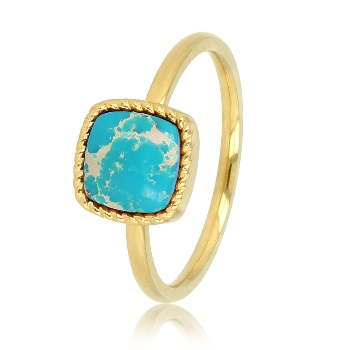 Gouden zegelring - vierkante Imperial Jasper edelsteen - My Bendel