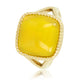 Gouden zegelring - yellow agate edelsteen - hypoallergeen - My Bendel
