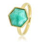 Gouden Zeshoek Ring met Amazonite Edelsteen - My Bendel