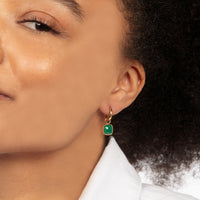 Goudkleurige Oorbellen met Malachite Edelsteen Hanger - My Bendel
