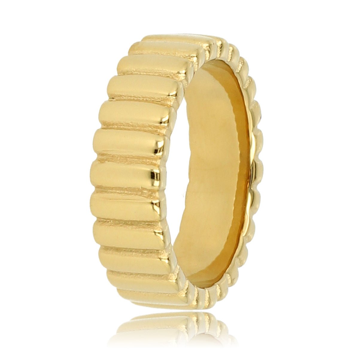 Goudkleurige ring met ribbels - Eigentijds en stijlvol ontwerp - My Bendel