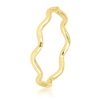 Goudkleurige wave aanschuifring - golf design - 14K plating