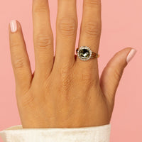 Groene glassteen ring met zirkonia - My Bendel - My Bendel