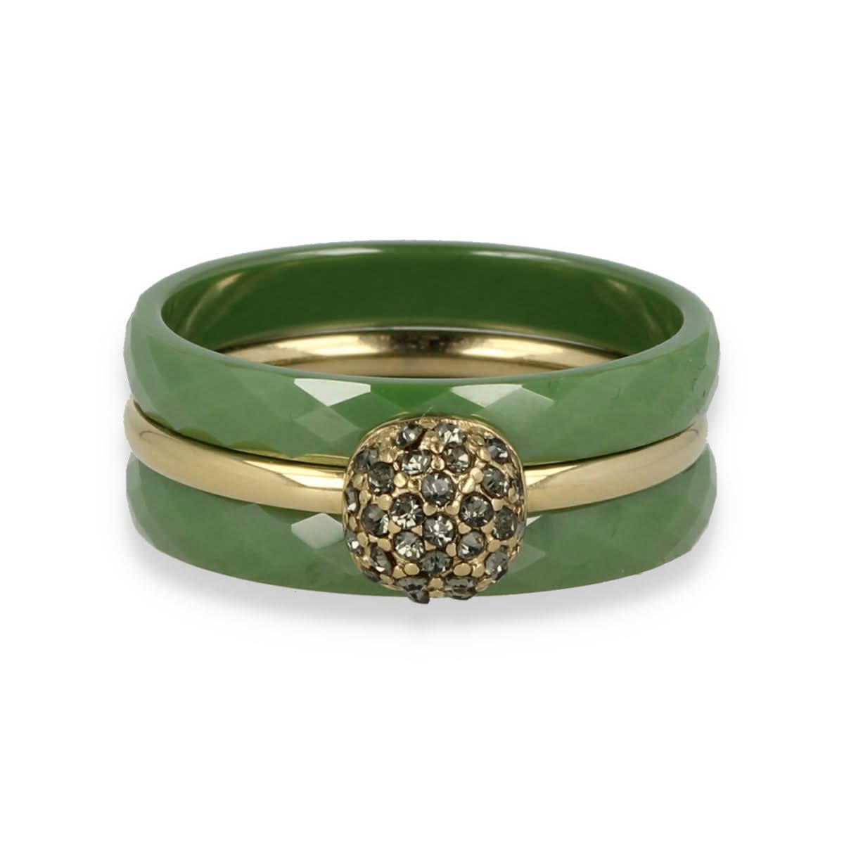 Groene keramiek ringenset - met gouden zirkonia - chique uitstraling - My Bendel