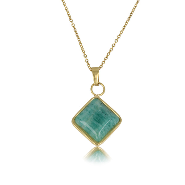 Gouden Ketting met Amazonite Hanger - Unieke Stijl